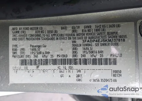 2019 Ford Fiesta Se from USA, damaged, VIN 3FADP4EJ5KM137818